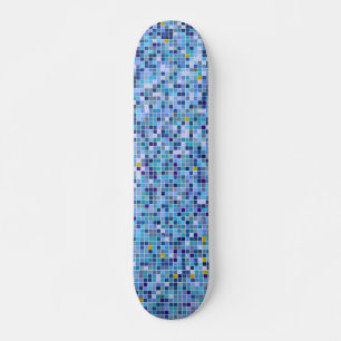 Square Mosaik Blue Tones Fliesenmuster Skateboard