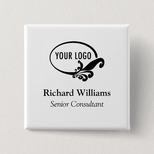 Square Nametag Button Button mit Logomitarbeitern (Vorderseite)