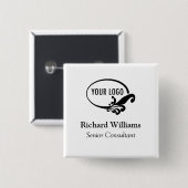 Square Nametag Button Button mit Logomitarbeitern (Vorne & Hinten)