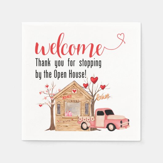 Square Napkins - Open House Valentines Truck Serviette (Vorderseite)