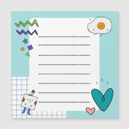 Square Niedlich Doodle Cartoon Membernotes Magnetkarte