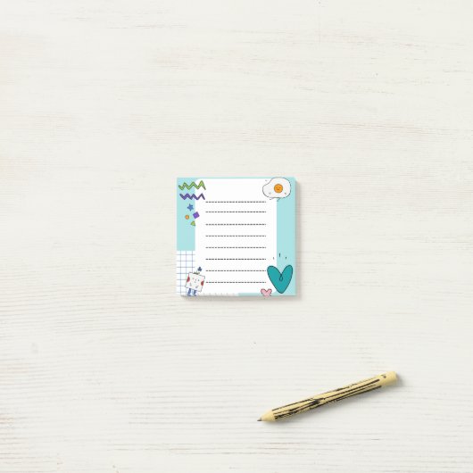 Square Niedlich Doodle Cartoon Membernotes Post-it Klebezettel (Auf Schreibtisch)