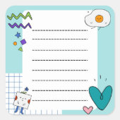 Square Niedlich Doodle Cartoon Membernotes Quadratischer Aufkleber (Vorderseite)