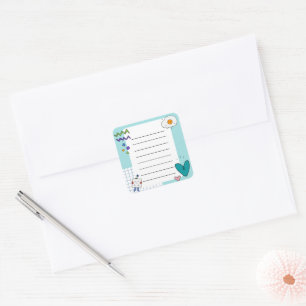 Square Niedlich Doodle Cartoon Membernotes Quadratischer Aufkleber
