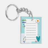 Square Niedlich Doodle Cartoon Membernotes Schlüsselanhänger (Vorderseite links)