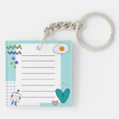 Square Niedlich Doodle Cartoon Membernotes Schlüsselanhänger (Rückseite)