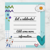 Square Niedlich Doodle Cartoon Membernotes Weinetikett (Einzelnes Label)