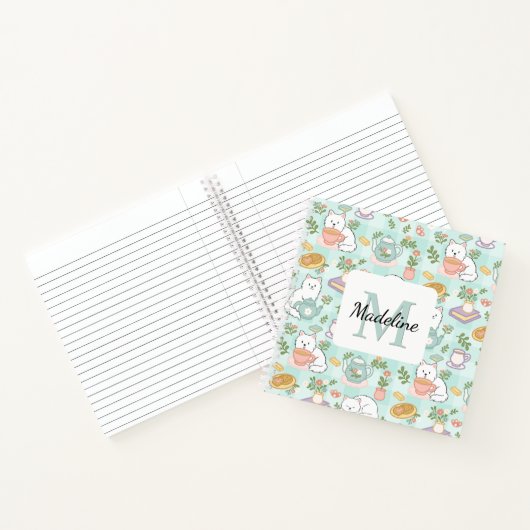 Square Notebook Personalized Tea Book Cats Green Notizblock (Innenseite)