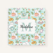 Square Notebook Personalized Tea Book Cats Green Notizblock (Vorderseite)