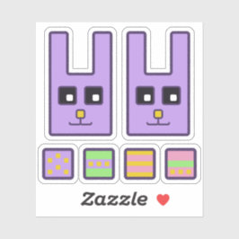 Square Oaster Bunny Vinyl Stickers Aufkleber