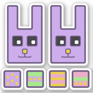 Square Oaster Bunny Vinyl Stickers Aufkleber