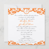 Square Orange Damask Monogram Wedding Einladung (Vorderseite)
