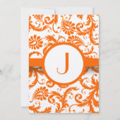 Square Orange Damask Monogram Wedding Einladung (Rückseite)