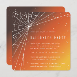 Square Orange Diamond Spider Web Halloween-Party Einladung