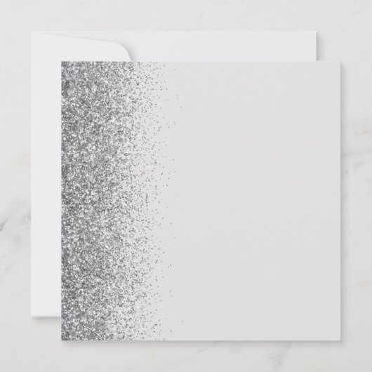 Square Pale Gray Silver Glitzer Save the Date Ankündigung (Rückseite)