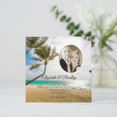 Square Palm Tree Tropical Wedding Foto Einladung (Stehend Vorderseite)