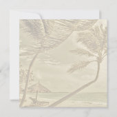 Square Palm Tree Tropical Wedding Foto Einladung (Rückseite)