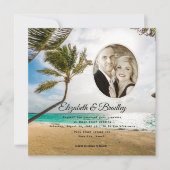 Square Palm Tree Tropical Wedding Foto Einladung (Vorderseite)