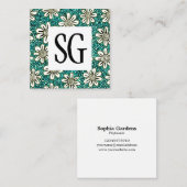 Square Panel - Initialen - Blume Quadratische Visitenkarte (Vorne/Hinten)