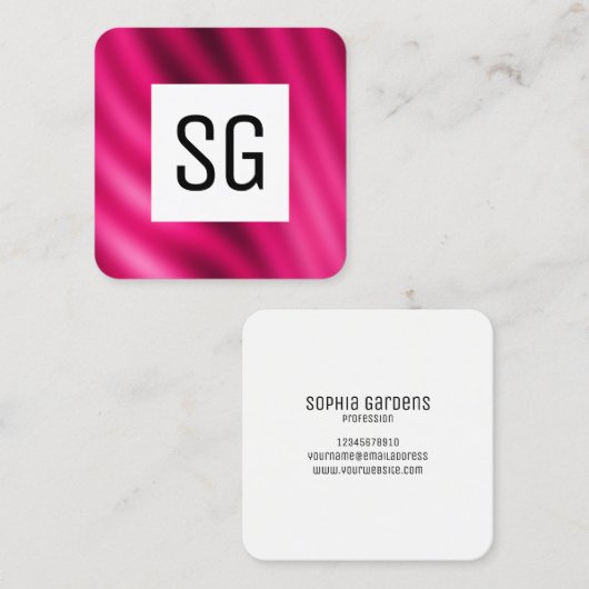 Square Panel - Initialen - Crimson Gradient Quadratische Visitenkarte (Vorne/Hinten)