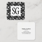 Square Panel - Initialen - Gears-Muster Quadratische Visitenkarte (Vorne/Hinten)