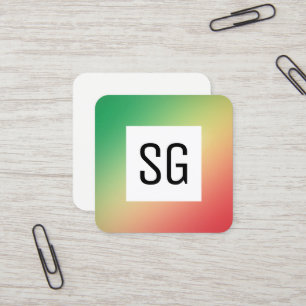 Square Panel - Initialen - Gradient Grn, Yellw, Re Quadratische Visitenkarte