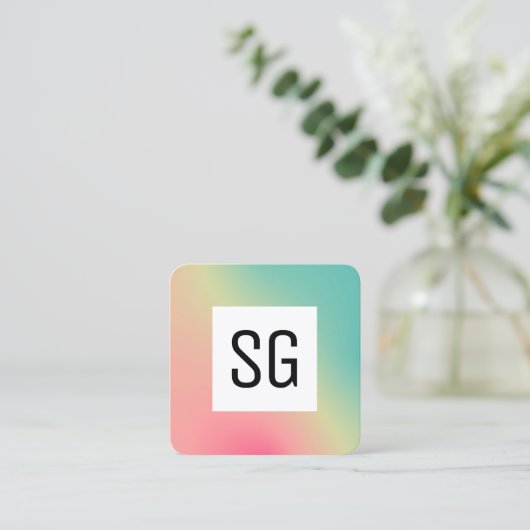 Square Panel - Initialen - Gradient Square B Quadratische Visitenkarte (Stehend Vorderseite)