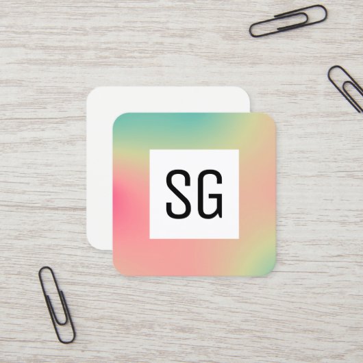 Square Panel - Initialen - Gradient Square Quadratische Visitenkarte (Vorderseite/Rückseite Beispiel)