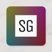 Square Panel - Initialen - Gradient Y,M,B,R, Dunke Quadratische Visitenkarte (Vorderseite)