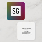 Square Panel - Initialen - Gradient Y,M,B,R, Dunke Quadratische Visitenkarte (Vorne/Hinten)