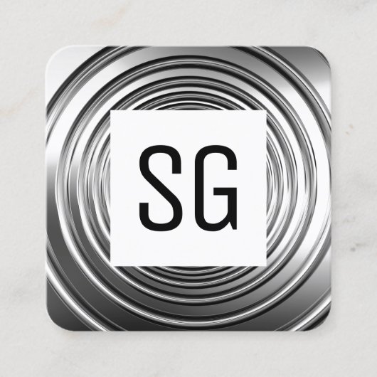 Square Panel - Initialen - Long Spring B&W Quadratische Visitenkarte (Vorderseite)