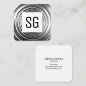 Square Panel - Initialen - Long Spring B&W Quadratische Visitenkarte (Vorne/Hinten)