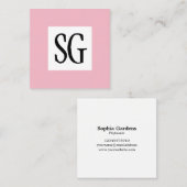 Square Panel - Initialen - Pink blass Quadratische Visitenkarte (Vorne/Hinten)