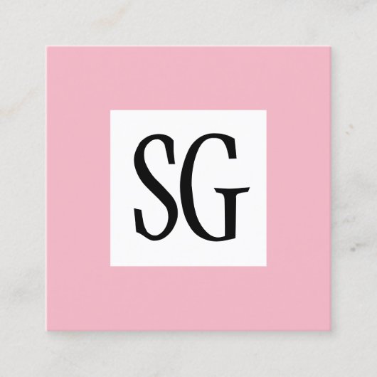 Square Panel - Initialen - Pink blass Quadratische Visitenkarte (Vorderseite)