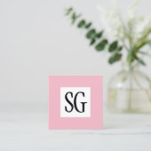 Square Panel - Initialen - Pink blass Quadratische Visitenkarte (Stehend Vorderseite)
