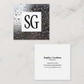 Square Panel - Initialen - Regen auf einem Fenster Quadratische Visitenkarte (Vorne/Hinten)
