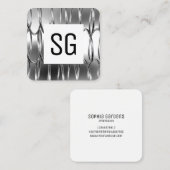 Square Panel - Initialen - Überschneidende Federn Quadratische Visitenkarte (Vorne/Hinten)