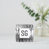 Square Panel - Initialen - Überschneidende Federn Quadratische Visitenkarte (Stehend Vorderseite)