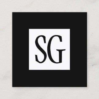 Square Panel - Initialen - Weiß und Schwarz Quadratische Visitenkarte