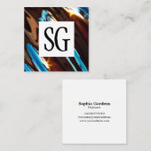 Square Panel - Initials - Abstrakt Metallic Quadratische Visitenkarte (Vorne/Hinten)