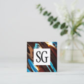 Square Panel - Initials - Abstrakt Metallic Quadratische Visitenkarte (Stehend Vorderseite)