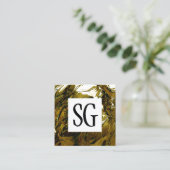 Square Panel - Initials - Abstraktes liquides Gold Quadratische Visitenkarte (Stehend Vorderseite)