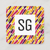 Square Panel - Initials - Color Splash 030322 Quadratische Visitenkarte (Vorderseite)
