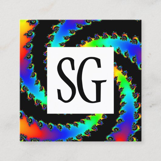 Square Panel - Initials - Fraktal Vortex 01 Quadratische Visitenkarte (Vorderseite)