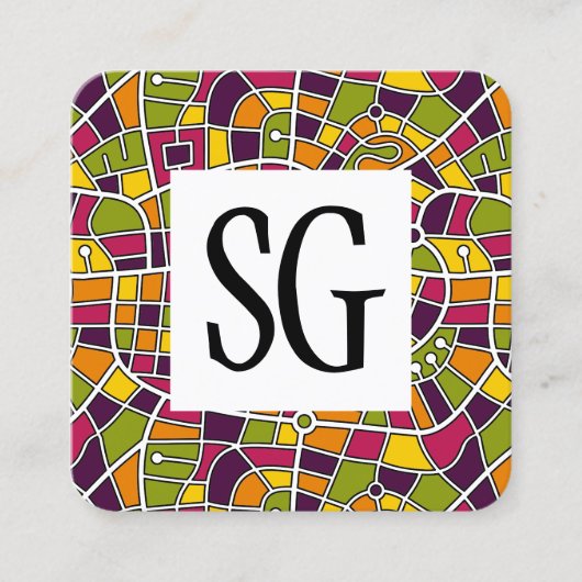 Square Panel - Initials - Kartenmuster 030520 Quadratische Visitenkarte (Vorderseite)