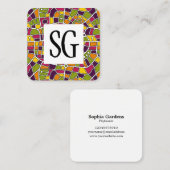 Square Panel - Initials - Kartenmuster 030520 Quadratische Visitenkarte (Vorne/Hinten)