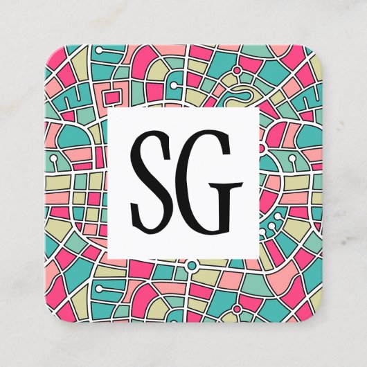 Square Panel - Initials - Kartenmuster 030520 Quadratische Visitenkarte (Vorderseite)