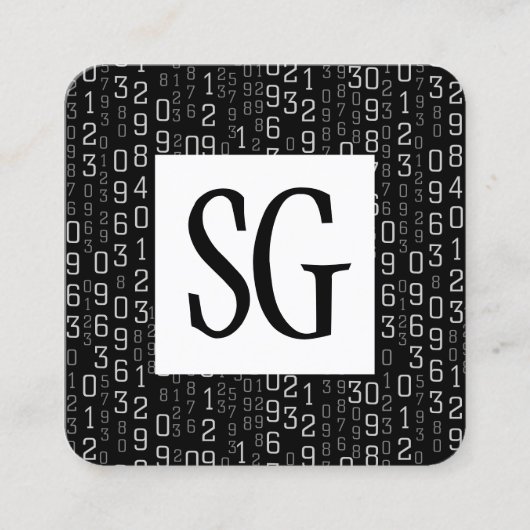 Square Panel - Initials - Kaskadierte Zahlen Quadratische Visitenkarte (Vorderseite)