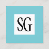 Square Panel - Initials - Robin Egg Blue Quadratische Visitenkarte (Vorderseite)