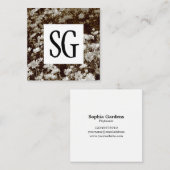 Square Panel - Initials - Sepia Daisies Quadratische Visitenkarte (Vorne/Hinten)